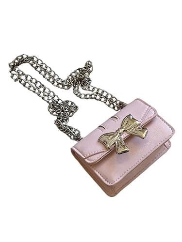 RoseSeek Women's Bow Knot Chain Cross Body Handbag Flap Mini Squared Shoulder Bags - Image 1