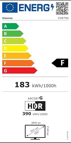 Hisense 100E7NQ 254 cm (100 Zoll) Fernseher, 4K UHD, QLED, HDR10, HDR10+ decoding, HLG, Dolby Vision Atmos, 144Hz VRR, Smooth Motion, Bluetooth, Alexa Built-in, VIDAA Voice, Schwarz [2025] thumbnail 19