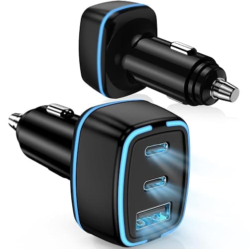 USB C Car Charger, 3 Port PD Super Mini Cigarette Lighter Adapter, 2Pack USB-C & A Fast Car Charging for iPhone 16/15 Pro Max, Galaxy S25/S24, iPad, Pixel, Android Phones,Travel Essentials for Men - Image 1