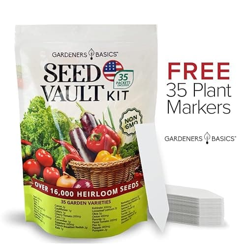 Gardeners Basics Survival Vegetable Seeds Garden Kit Over 16,000 Seeds Non-GMO and Heirloom, Great for Emergency Bugout Survival Gear 35 Varieties Seeds for Planting Vegetables 35 Free Plant Markers thumbnail 4