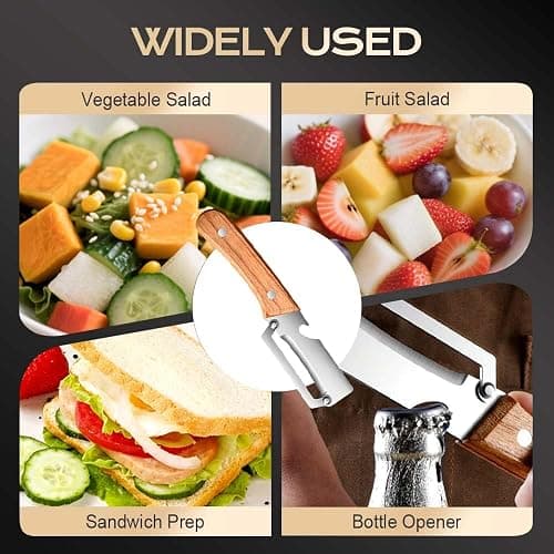Multi-Functional Vegetable Peeler for Kitchen, Ultra-Sharp Stainless Steel Blade with Wooden Handle and Bottle Opener, For Vegetables or Fruits that Need to Be Peeled (2 Pcs) thumbnail 7