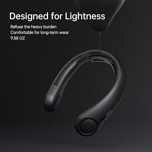 JISULIFE Portable Neck Fan Upgraded, Neckbrace Personal Hands Free, 5 Speed Gears Adjustment, 5000 mAh Wearable Bladeless Quiet Rechargeable for Outdoor Indoor, Gifts for Women Men- Black - Black thumbnail 8