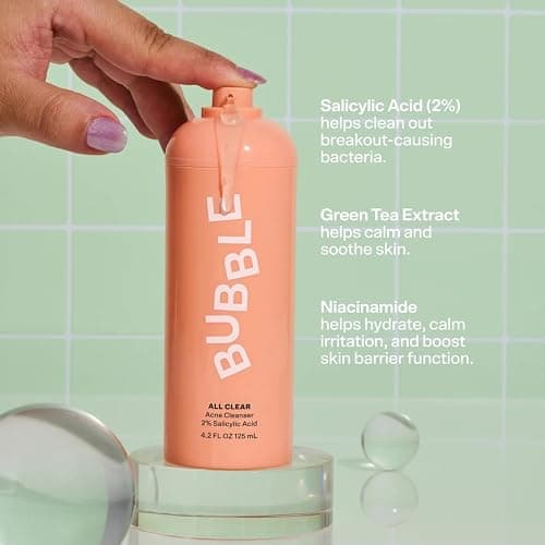 Bubble Skincare All Clear Anti-Breakout Foaming Face Wash - 2% Salicylic Acid Cleanser for Acne-Prone Skin, Gentle Facial Cleanser for Oily, Combination & Sensitive Skin (125 ml) thumbnail 4