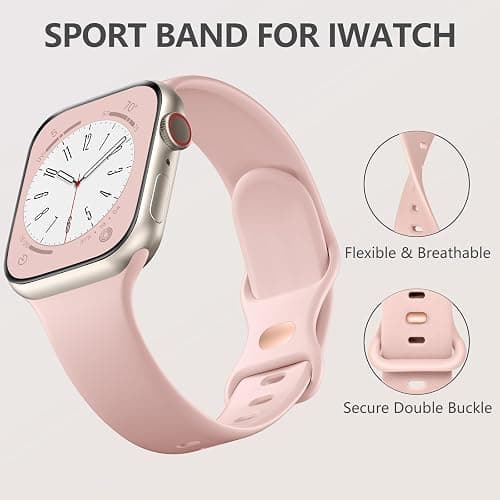 Charlam Compatible with Apple Watch Strap 40mm 41mm 38mm 42mm (Series 10 11) for Women Men, Sport Band Soft Silicone Replacement Straps for iWatch SE Series 11 10 9 8 7 6 5 4 3 2 1 SE 3, Sandpink thumbnail 2