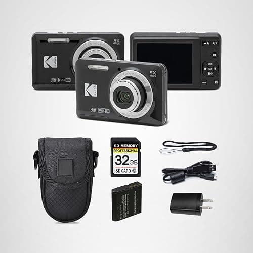 Kodak PIXPRO FZ55 Digital Camera, 16MP Compact Point & Shoot, 5X Optical Zoom, 28mm Wide Angle Lens, 1080P Full HD Video, Black + Camera Case & 32GB SD Card thumbnail 5
