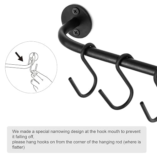Mkono Mug Holder Wall Mounted Coffee Cup Rack Hanger Modern Metal with 10 Mug Hooks Rustic Utensil Tea Cups Storage Organizer for Kitchen Dining Room Coffee Bar, Set of 2, Black thumbnail 5