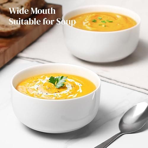 DOWAN 22 OZ Cereal Bowls Set of 6-5.25" White Soup Bowls for Kitchen, Ceramic Bowls for Cereal, Soup, Oatmeal, Rice, Dishwasher & Microwave Safe thumbnail 4