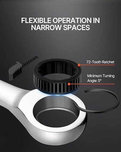VEVOR Combination Wrench Set, 30-Piece Ratcheting Wrench Set with Organizer Rack, Cr-V Steel Wrench Set SAE 1/4" to 1", Metric 8 mm to 24 mm, Ideal for General Household, Garage, Workshop, Emergency thumbnail 3