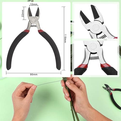 ZIIYAN Floral Arrangement Kit, Green Floral Tape Floral Stem Wire Floral Wire Boutonniere Flower pin and Wire Cutter Tools Kit for Bouquet Stem Wrap Florist, Wreath Making Supplies thumbnail 4