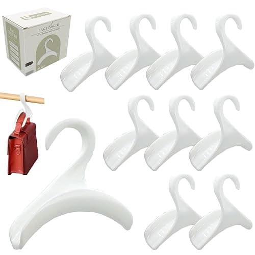 SEEBRIDER Bag Hanger for Closet, Purse Holder White Backpack Hanger Hook for Organizer Storage Purses Tote Bag Backpacks Handbags(10 Pack) - Image 1
