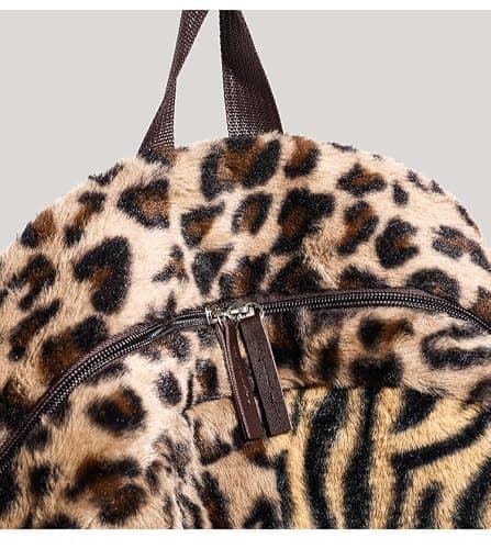 HOKMAH Fashion Backpack y2k Purse Backpack, Cute Fuzzy Daypack Grunge Alt Emo Shoulder Bag Cheetah Chic Coquette Harajuku Bag (leopard print) thumbnail 6