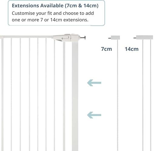 Venture Q-Fix 110 cm extra tall pressure fit pet safety gate and baby gate 73-80cm wide, 90° two way open, auto close stair gate for baby and pet - White - White Gate thumbnail 6