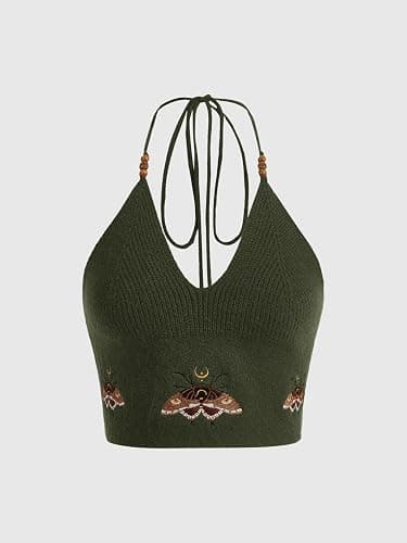 Verdusa Women's Y2k Crochet Tops Going Out Summer Outfits Boho Gothic Halter Top Festival Western Cowgirl Shirts thumbnail 5