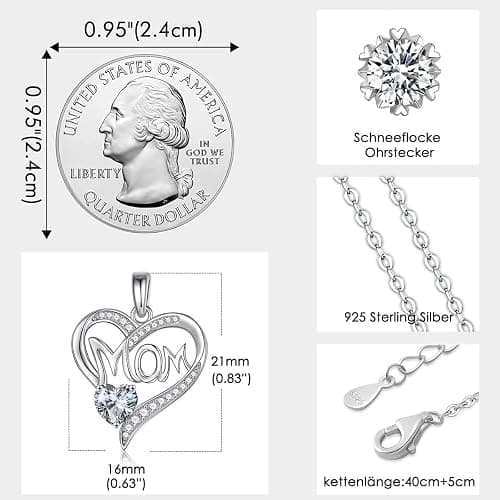 Muttertagsgeschenk für Mama, Muttertag Geschenk, Ewige Echte Rose Konservierte Box mit Herz Halskette & Ohrringe 925 Sterlingsilber Geschenkbox für Mutter am Valentinstag Muttertag Hochzeit Geburtstag thumbnail 3