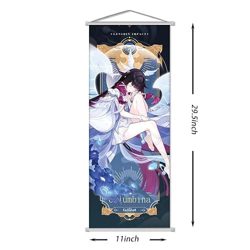 Rainteam Anime Poster Game Hanging Wall Art Artistic Canvas Genshin Character Posters with Rods for Living Room Bedroom Decor(29.5 inch x 11 inch) (Columbina Hyposelenia) thumbnail 2