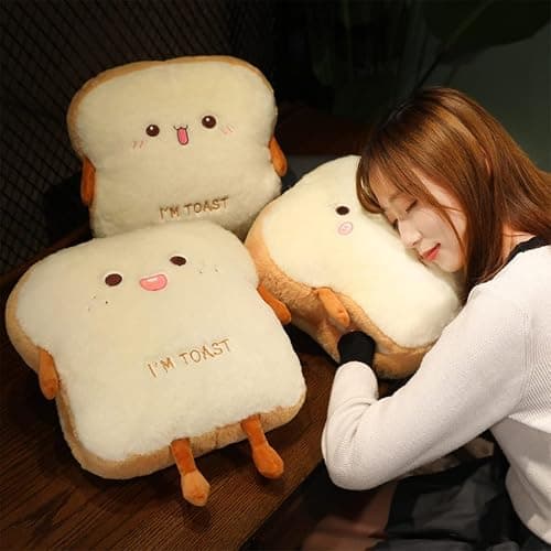 Goylmc Toast Bread Plush Pillow, Bread Stuffed Pillow,Food Plush Pillow with Hand Pocket Great Gift Choice for Kids Adults (15.7 * 13.7 in,Angry) thumbnail 9