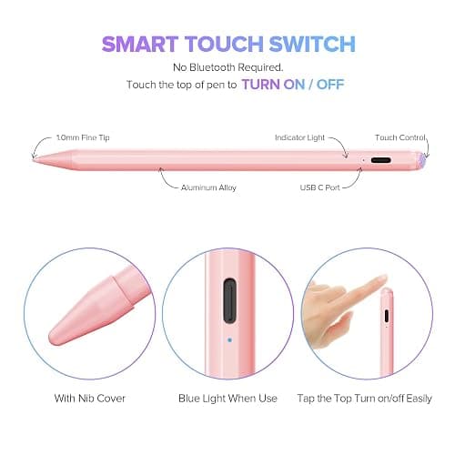 Stylus Pen for iPad 6th-11th Generation-2X Fast Charge Active Pencil Compatible with 2018-2025 Apple iPad Pro 11"/12.9"/M4, iPad Air 3/4/5/M2/M3,iPad mini 5/6 Gen-Pink thumbnail 5