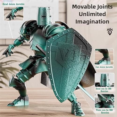 Osmanthus bloom Medieval Action Figures,Knight Armor Action Figure,Multi-Jointed Movable Robot Mannequin T13,Dummy 13 Action Figure(Assembly Required) (A-Golden) thumbnail 6
