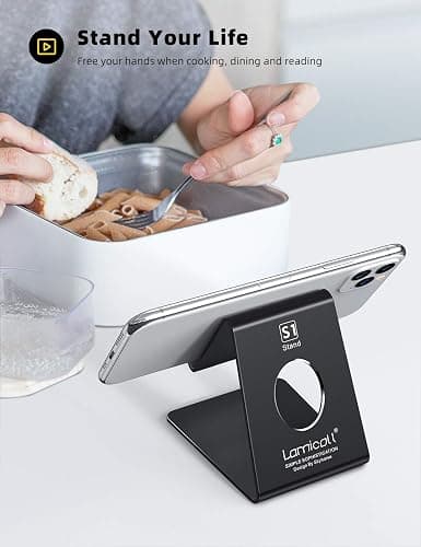 Lamicall Cell Phone Stand, Phone Dock: Cradle, Holder, Stand for Office Desk - Black thumbnail 2