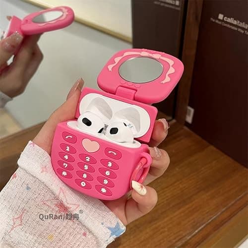 Cute Case for AirPods 3 Case Cover 2021 with Cleaner kit, Airpods 3 Cases Women Anti-Drop Silicone iPods 3 Earbuds Accessorie Charging Cases Girl Keychain for Airpods 3rd Generation (Pink) thumbnail 2