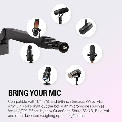 Elgato Wave Mic Arm LP - Premium Low Profile Microphone Arm with Cable Management Channels, Desk Clamp, Versatile Mounting, and Fully Adjustable – For Podcasting, Streaming, Gaming, and Home Office thumbnail 7