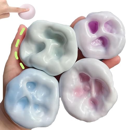 4 PCS Fidget Squishy Toys, Portable Squeeze Vacuum Stress Shapeable Ball Toys, Sensory Focus Toys for Gril Boys Kids Adults Festival Gift Classroom Prize Supplies Goodie Bag Stuffers (Rainbow) - Image 1