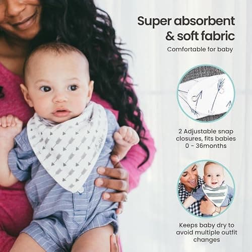 Copper Pearl 6 Pack Soft Cotton Baby Bibs for Drooling and Teething, Absorbent Drool Bibs for Baby Girl, Adjustable to Fit Newborns to Toddlers, Tons of Styles (Sunny Set) thumbnail 4