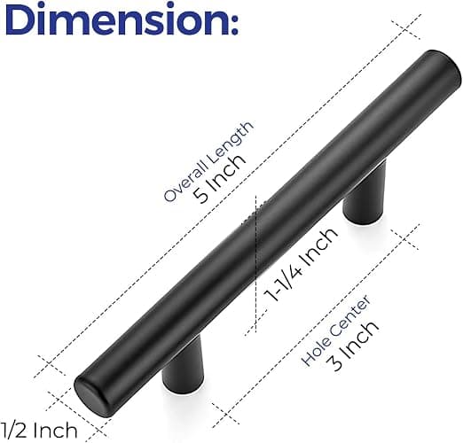Ravinte 18 Pack | 5 inch Cabinet Pulls Matte Black Stainless Steel Kitchen Drawer Pulls Cabinet Handles 5 inchLength, 3 inch Hole Center thumbnail 3