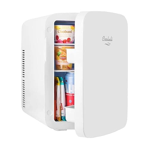 Cooluli 15L Mini Fridge for Bedroom, Car, Office Desk & College Dorm - 12V Portable Cooler & Warmer for Food, Drinks, Skincare - AC/DC Small Refrigerator with Glass Front, White thumbnail 3