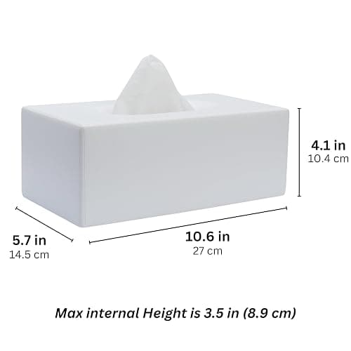 Yew Design Matte White Tissue Box Cover Rectangular, Facial Tissue Dispenser for Bathroom, Kitchen, Bedroom, Office, Hotel, Restaurant, Countertop, Nightstand, Car, and Desk thumbnail 3