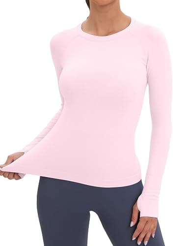 MathCat Workout Seamless Shirts for Women Long-Sleeved Yoga Running Breathable Thumb Holes Tops thumbnail 3