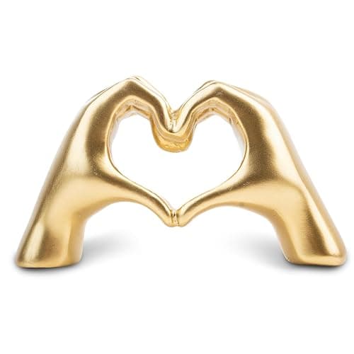 Dszemie Gold Ornaments For Living Room, Heart Hands Sculpture Bedroom Ornaments, Hand Love Gesture Statue Room Accessories, Loved Finger Sculpture Home Decoration Gifts For Women Men Girls Mom Bestie - Image 1