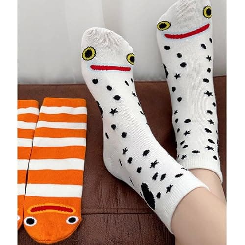 Garden Eel Socks, Japanese Okinawa Garden Eel Socks, Cute Conger Eels Striped Sock, Fun Cotton Household Sock thumbnail 9