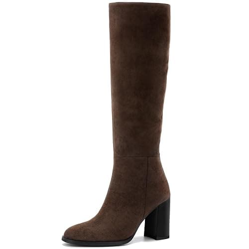 Lumeheel Women Knee High Boots - Round Toe Chunky Heel Tall Boots with Side Zip, Fashion Long Gogo Boots for Fall Winter - Image 1
