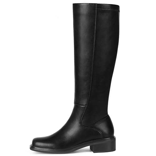 Lumeheel Black Knee High Boots for Women - Low Heel Square Toe Fall Tall Boots with Side Zipper thumbnail 7
