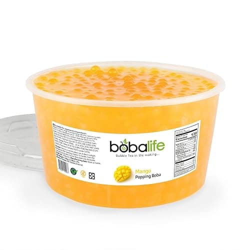 Bobalife Mango Flavoured Popping Boba 40 Servings (1.6kg), Fruit Juice Filled Boba Pearls for Bubble Tea, Iced Drinks, Desserts, Cocktails & Slush | Low Fat, Gluten-Free & Vegan - Image 1