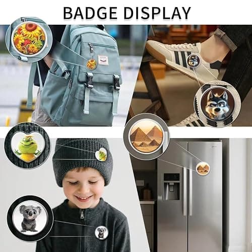 LZEXIN Button Maker Machine 55mm, Badge Punch Press Kit, Badge Machine with Circle Cutter, Button Badge Maker Machine with 48pcs Button Parts, DIY Round Pin Maker Kit for Kids(Blue) thumbnail 7