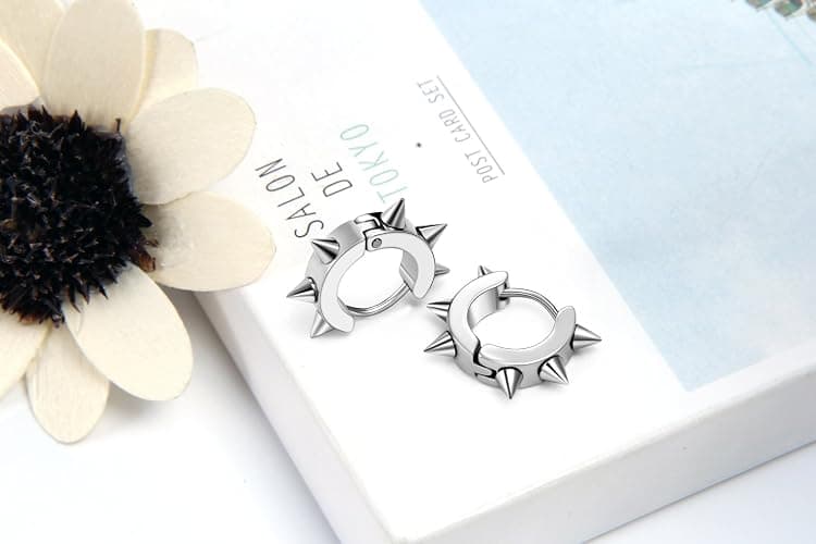 JewelryWe Schmuck Herren Damen Ohrringe, Creolen Ohrstecker, Edelstahl, Silber Schwarz Gold thumbnail 2
