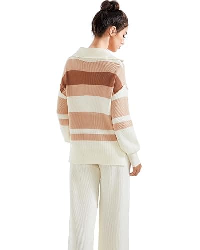 SUUKSESS Women 2 Piece Lounge Sets Oversized Quarter Zip Pullover Wide Leg Pants thumbnail 3