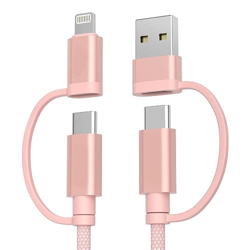 Basesailor for MacBook Pro 4 in 1 USB C Cable 6.6ft,60W Fast Charging Multi Charger Cord with USBA Adapter/iOS/TypeC for MacBook 2024 2023 2022 Air M4 M3 M2,Samsung A55,Z Flip Fold,iPhone 17 16 15 Max - Image 1
