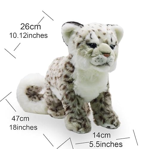 keaiart-ly Snow Leopard Stuffed Animals Plush Toy, 18 Inches Realistic White Leopard Plushies thumbnail 3