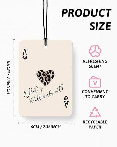 FISWAFY Black Leopard Print Car Air Freshener 4 Pcs, Trendy Cheetah Lucky 8 Ball Ace Card Lips Hanging Air Freshener for Cars Closet Drawer Books, Leopard Car Accessories Mirror Decor for Women thumbnail 2