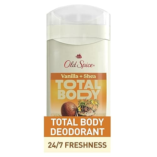 Old Spice Whole Body Deodorant Stick for Men, Aluminum Free, Vanilla + Shea Scent, 24/7 Odor Protection, 24/7 Lasting Freshness, Dermatologist Tested, Gentle on Skin, Safe to Use All Over, 3.0 oz - Vanilla + Shea