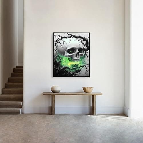 DIYDECORFUN Skull Diamond Art Kits for Adults Halloween, 5D Horror Diamond Painting Kits, Full Round Drills Spooky Skeleton Diamond Dots DIY Ghost Gem Art Crafts Paint By Diamonds for Decor 12x16IN thumbnail 8