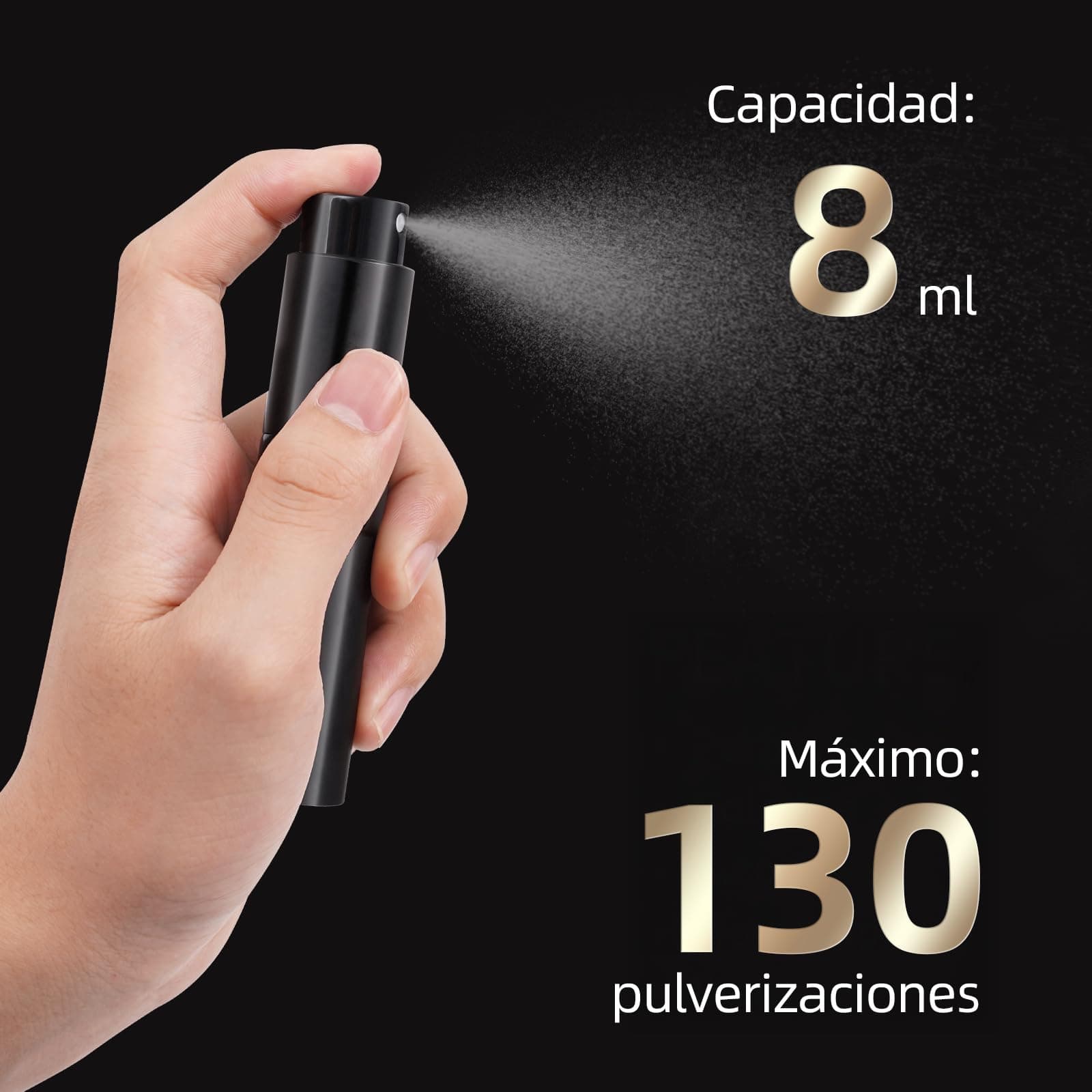 Atomizador para Perfume Rellenable Portátil, Diseño Rotativo, Botella Spray Dispensador 8ML, 2 Piezas Dispensador de Perfume Viajar y Salir, para Mujer y Hombre, con Funda y Adaptador, 2 PCS Negro thumbnail 5