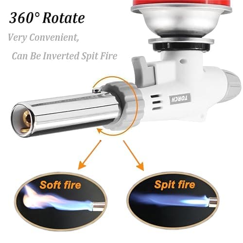 FunOwlet Butane Torch, Reverse Use Culinary Kitchen Blow Lighter with Adjustable Flame, Butane Fuel Not Included, Ideal for Chef Cooking, Creme, Brulee, BBQ, Baking, Jewelry thumbnail 4