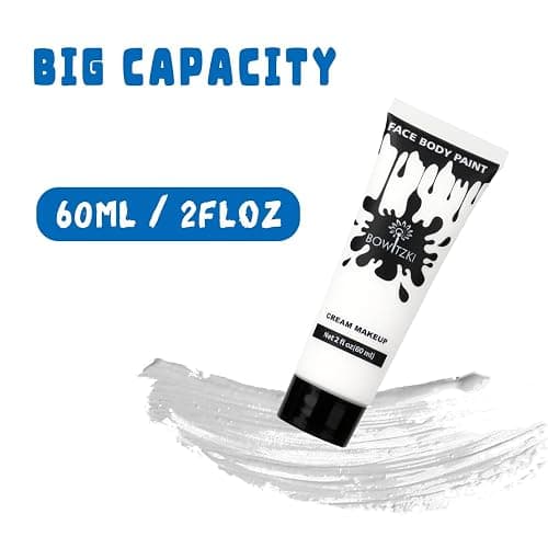 Bowitzki Face and Body Paint 2oz Cream Makeup 60ml Water Based Face Painting Special Effects For Adults Halloween Christmas Party Stage Cosplay (White) thumbnail 3