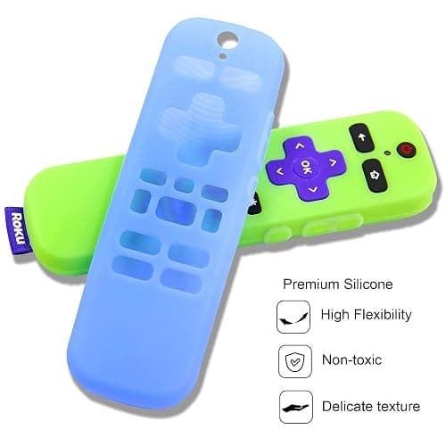 [2 Pack] Remote Cover (Glow in The Dark) Compatible with Roku Voice Remote, Pinowu Anti Slip Silicone Cover Compatible with Roku Players and Roku TVS Voice Remote (Green and Blue) thumbnail 8