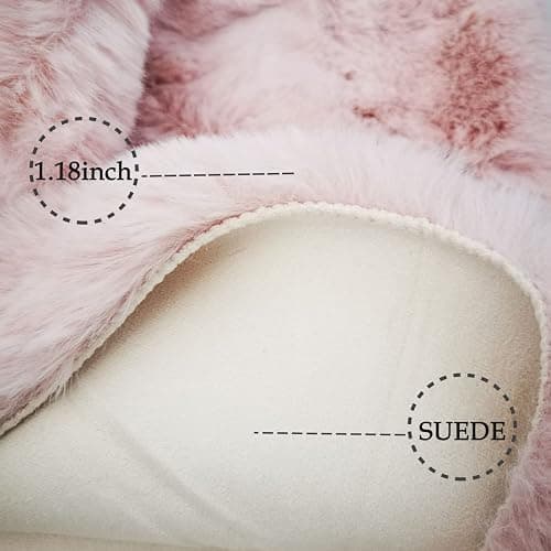 Ghouse Ultra Soft Faux Rabbit Fur Rug 2x3, Machine Washable Area Rugs for Bedroom Fluffy Rugs for Living Room, no-Shedding Carpet Sheepskin Rug Pink thumbnail 3