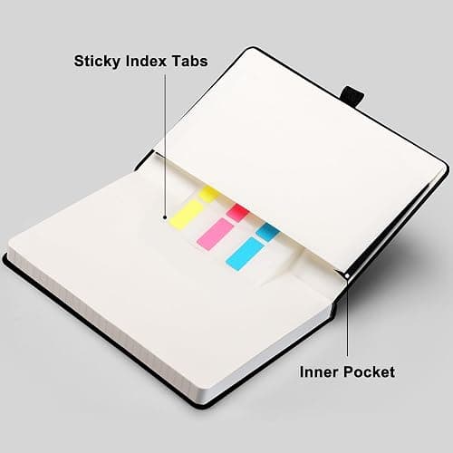 RETTACY Graph Grid Paper Notebook, 192 Pages, A5 Medium Size (5.7'' x 8.3''), 5 Squares per Inch, Leather Hardcover, 100 GSM Thick Paper, for School, Students, Math, Engineering (Black) thumbnail 7